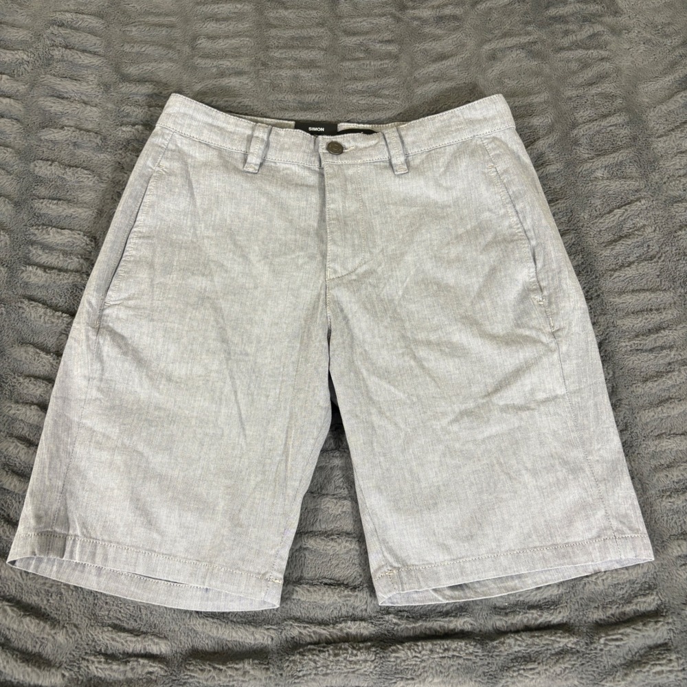 Mavi Simon Straight Chino Shorts Mens 31 Light Blue Grey Stretch Cotton AT611